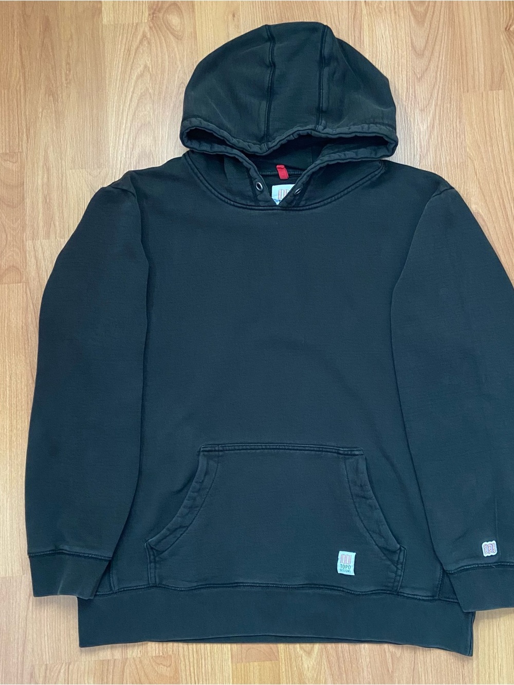 Topo Designs Logo Black Hooded Sweatshirt Men's XL